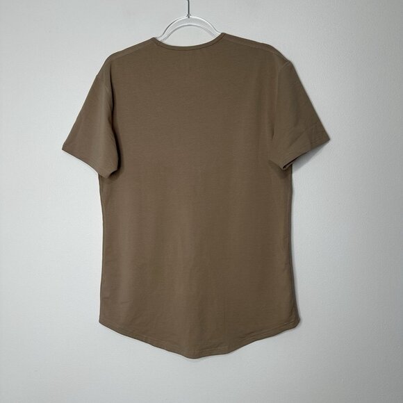 BYLT Premium Basics Drop Cut Lux Short Sleeve Stretch Shirt Medium Fawn Tan - Picture 2 of 10